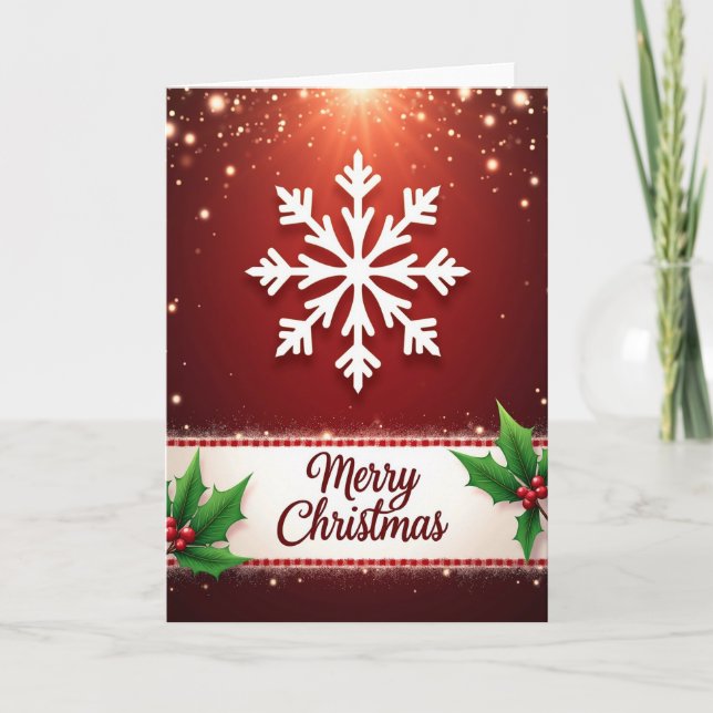 Tarjeta de Navidad de Copo de Nieve Radiante (Anverso)