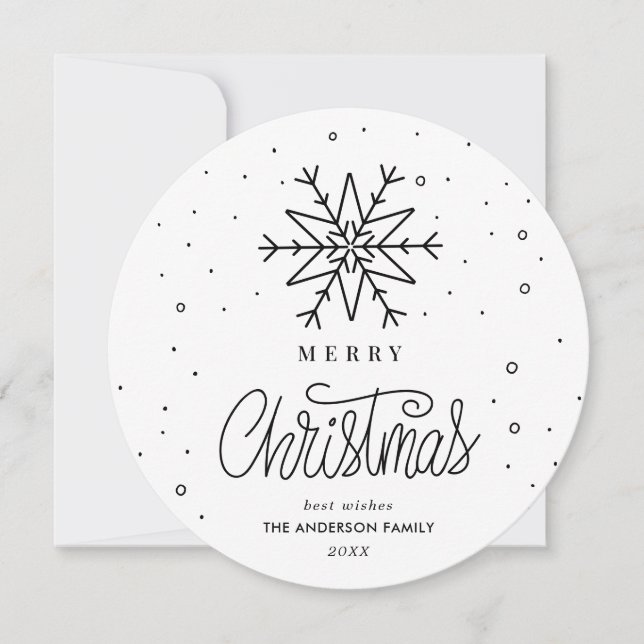 Tarjeta de Navidad de copo de nieve simple minimal (Anverso)