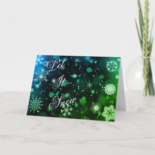 Tarjeta de Navidad de copos de nieve verdes/negros