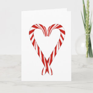 Tarjeta de Navidad de Corazón de Bastón de Caramel