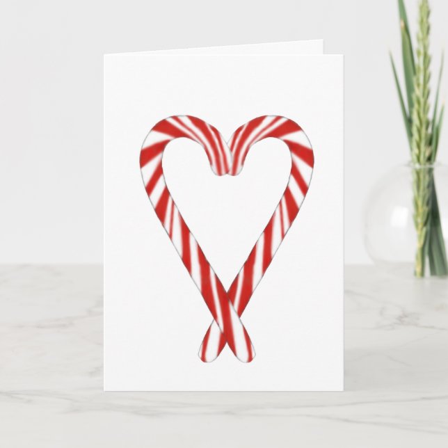 Tarjeta de Navidad de Corazón de Bastón de Caramel (Anverso)