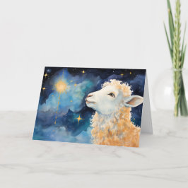 Tarjeta de Navidad de Cordero y Estrella