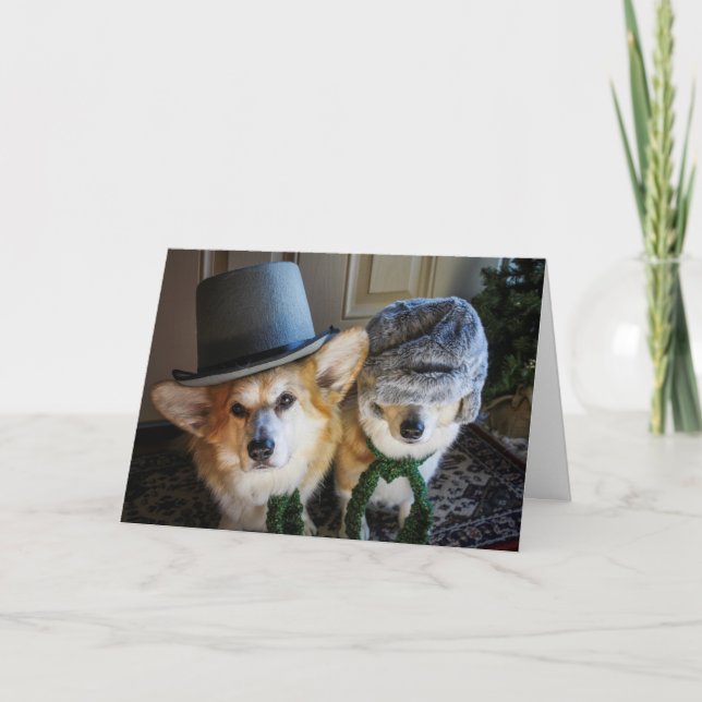 Tarjeta de Navidad de corgis cantores (Anverso)
