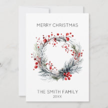 Tarjeta de Navidad de Corona de Acebo