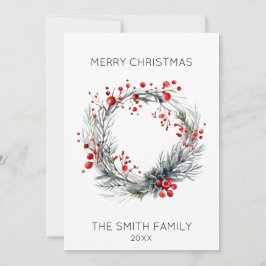 Tarjeta de Navidad de Corona de Acebo