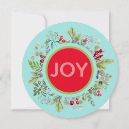 Tarjeta de Navidad de Corona de Acuarela Alegría N