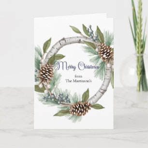 Tarjeta de Navidad de Corona de Álamo con Piñas