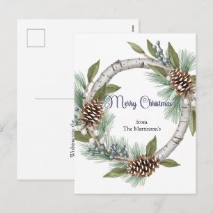 Tarjeta de Navidad de Corona de Aspen con Piñas