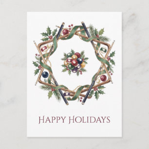 Tarjeta de Navidad de Corona de Bolas de Billar