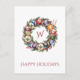 Tarjeta de Navidad de Corona de Bolas de Billar