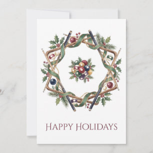 Tarjeta de Navidad de Corona de Bolas de Billar