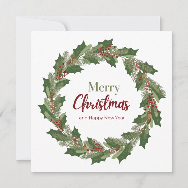 Tarjeta de Navidad de Corona de Navidad (Anverso)