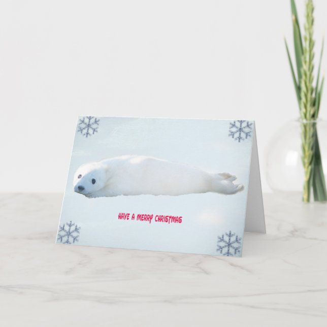 Tarjeta de Navidad de cría de foca (Anverso)
