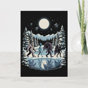 Tarjeta de Navidad de Críptido Bigfoot Cthulhu