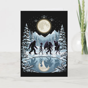 Tarjeta de Navidad de Críptido Bigfoot Cthulhu Mot