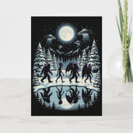 Tarjeta de Navidad de Críptido Bigfoot Mothman Cth