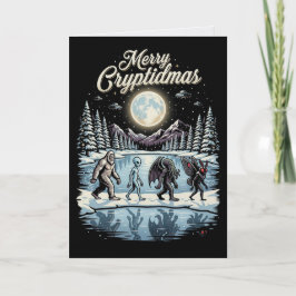 Tarjeta de Navidad de Críptido Pie Grande Alien Mo