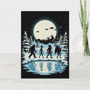 Tarjeta de Navidad de Críptido Pie Grande Cthulhu 