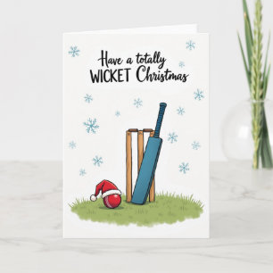 Tarjeta de Navidad de Críquet Merry Wicket