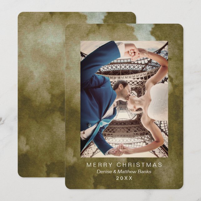 Tarjeta de Navidad de Crocus Martini Olive en Acua (Anverso / Reverso)