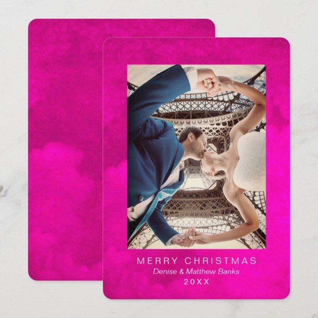 Tarjeta de Navidad de Crocus Rosa Pavoreal al Acua (Anverso / Reverso)