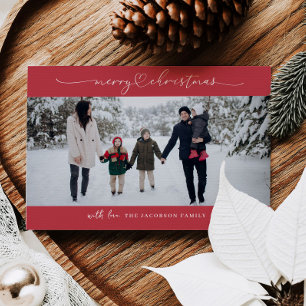 Tarjeta de Navidad de cuadrícula de fotos con guió