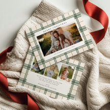 Tarjeta de Navidad de Cuadro Escocés con Foto