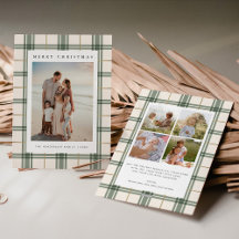 Tarjeta de Navidad de Cuadro Escocés con Foto