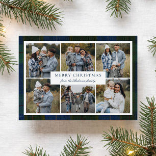 Tarjeta de Navidad de Cuadro Rústico Navy con Coll