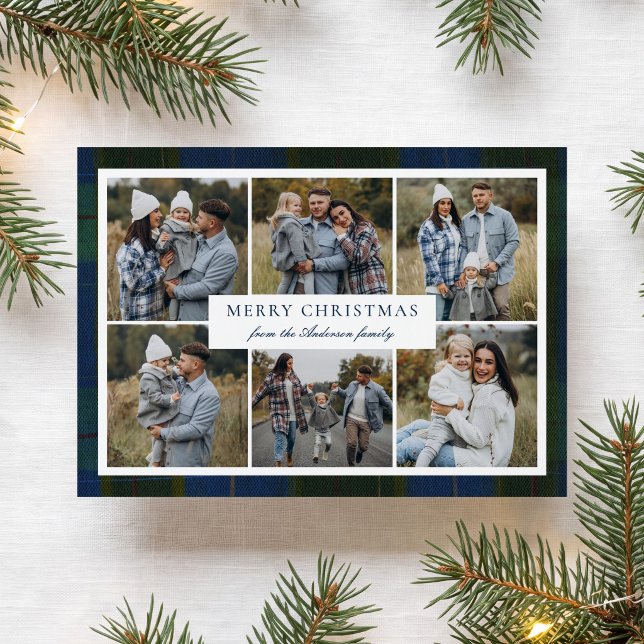 Tarjeta de Navidad de Cuadro Rústico Navy con Coll (Subido por el creador)