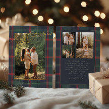 Tarjeta de Navidad de Cuadros Escoceses con Foto F