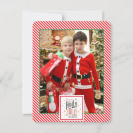 Tarjeta de Navidad de cuadros Holly Jolly (agregar