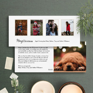 Tarjeta de Navidad de cuatro fotos minimalista lar