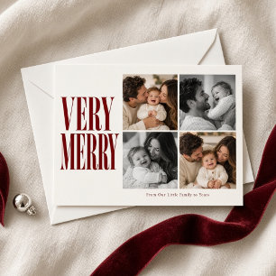 Tarjeta de Navidad de cuatro fotos Very Merry Burg