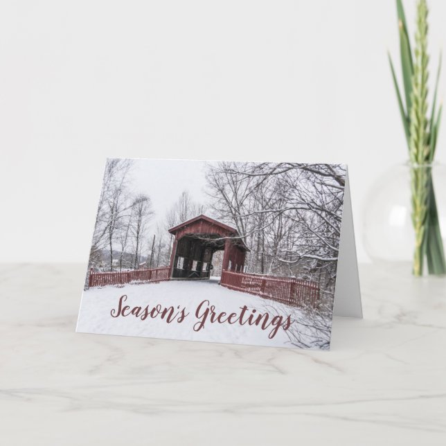 Tarjeta de Navidad de Cumpleaños de Puente Cubiert (Anverso)