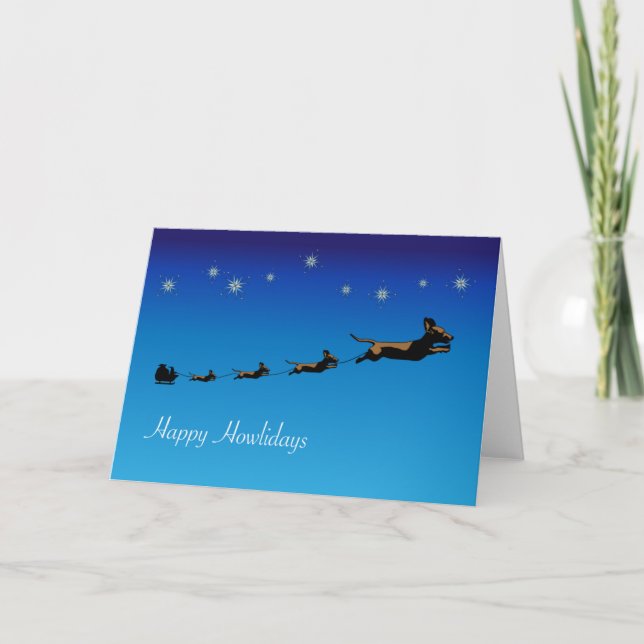 Tarjeta de Navidad de Dachshund (Anverso)