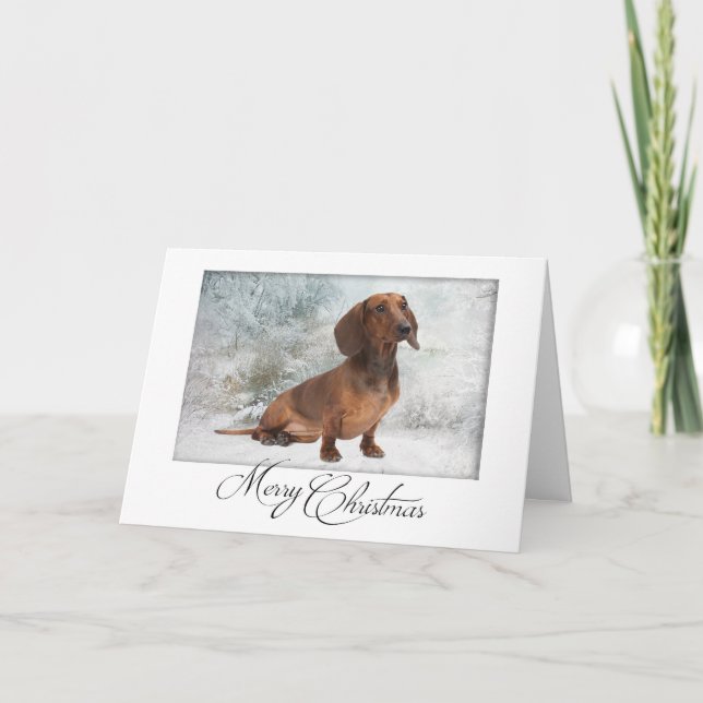 Tarjeta de Navidad de Dachshund (Anverso)