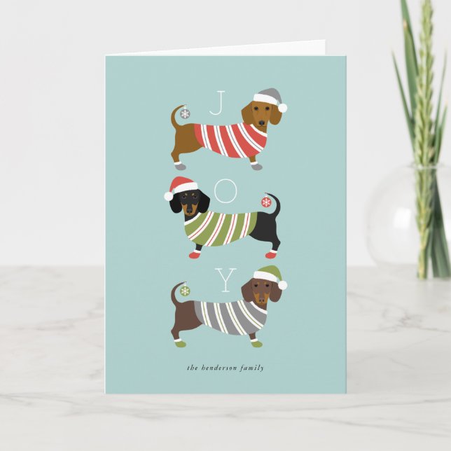 Tarjeta de Navidad de Dachshund (Anverso)