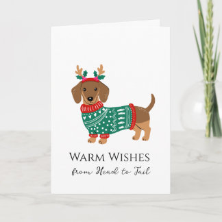 Tarjeta de Navidad de Dachshund Adorable - Deseos 
