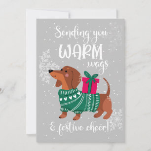 Tarjeta de Navidad de Dachshund Adorable "Meneos C