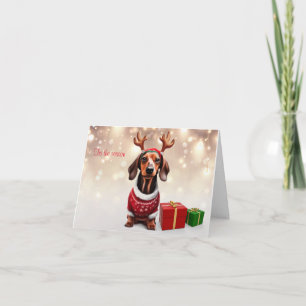 Tarjeta de Navidad de Dachshund Reno