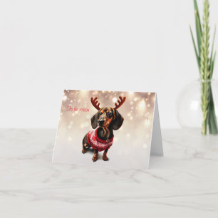 Tarjeta de Navidad de Dachshund Reno