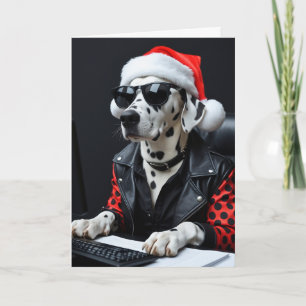 Tarjeta de Navidad de Dálmata con Sombrero de Sant