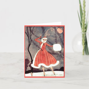 Tarjeta de Navidad de Dama de Patinaje sobre Hielo