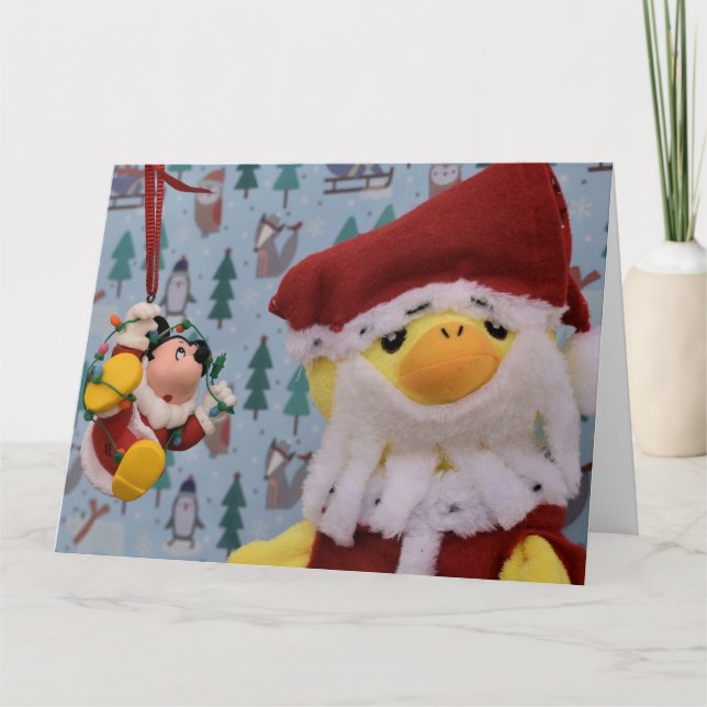 Tarjeta de Navidad de Danny Duck Santa (Anverso)
