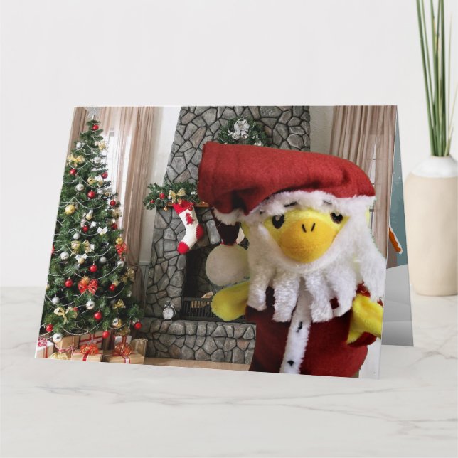 Tarjeta de Navidad de Danny Duck Santa (Anverso)