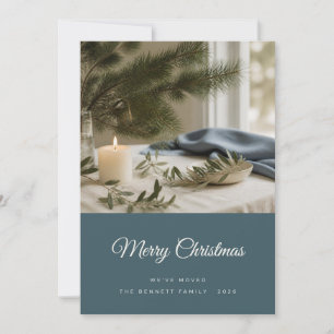 Tarjeta de Navidad de Deep Green We've Moved