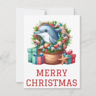 Tarjeta de Navidad de Delfín Adorable