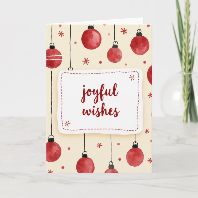 Tarjeta de Navidad de Deseos Alegres con Acuarela (Anverso)