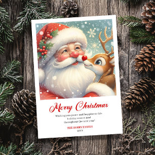Tarjeta de Navidad de dibujos animados de Santa Cl